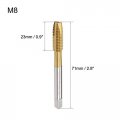 Uxcell Spiral Point Plug Threading Tap M8 X 1 25 Ground Threads H2 3 Flutes High Speed Steel Hss 6542 Titanium Coated Metric