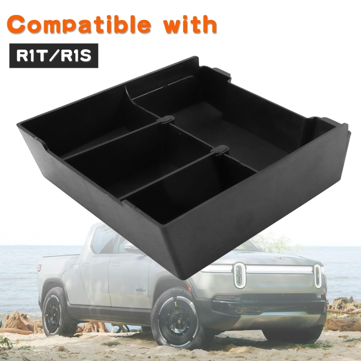 Armrest Organizer For Rivian R1t Accessories R1s Center Console Tray Abs Plastic Storage Box 2022 2023 2024 2025