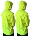 Ny Golden Fashion Hi Vis High Visibility T Shirt Long Sleeve Safety Construction Work Shirts With Hood 2pcs Neon Yellow Xxl 