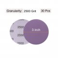 Uxcell 30pcs 3-inch Purple Sanding Discs 2500 Grits Hook And Loop Professional Aluminum Oxide Sand Paper Wet Dry Polish For