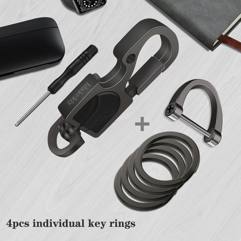 Idakekiy Key Chain Detachable D-ring 4 Rings Car Fob Keychain For Men And Women