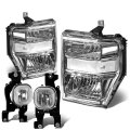 Auto Dynasty Compatible With Ford Super Duty Pair Of Chrome Housing Clear Corner Headlight Lens Fog Lights 