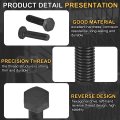 2pcs M8-1 25 X 30mm Left Hand Hex Head Bolt Black Oxide Carbon Steel Reverse Fully Threaded Fastener Screws Bolts For Machinery