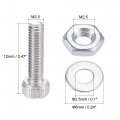 Uxcell 100pcs M2 5 X 10mm 304 Stainless Steel Hex Socket Cap Head Screws With Nuts And Flat Washer