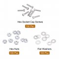 Uxcell 100pcs M2 5 X 10mm 304 Stainless Steel Hex Socket Cap Head Screws With Nuts And Flat Washer