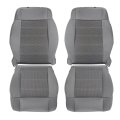 Front Driver And Passenger Side Bottom Top Lean Back Gray Cloth Seat Cover Replacement For 2007-2012 