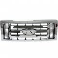 Hecasa Front Bumper Grille Assembly Compatible With 2009-2012 Ford F150 Replacement For 9l3z8200d Fo1200511 Guard Cover Chrome