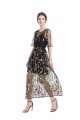 Baronhong Womens Floral Embroidered Tulle Prom Maxi Dress With Cami 3 4 Sleeves Black Small 