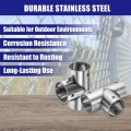 2pcs Tee Structural Pipe Connectors 3 Way End Rails Clamp With Wrench Stainless Steel Corner Fittings For Diy Shelf Garden