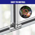 2pcs Tee Structural Pipe Connectors 3 Way End Rails Clamp With Wrench Stainless Steel Corner Fittings For Diy Shelf Garden