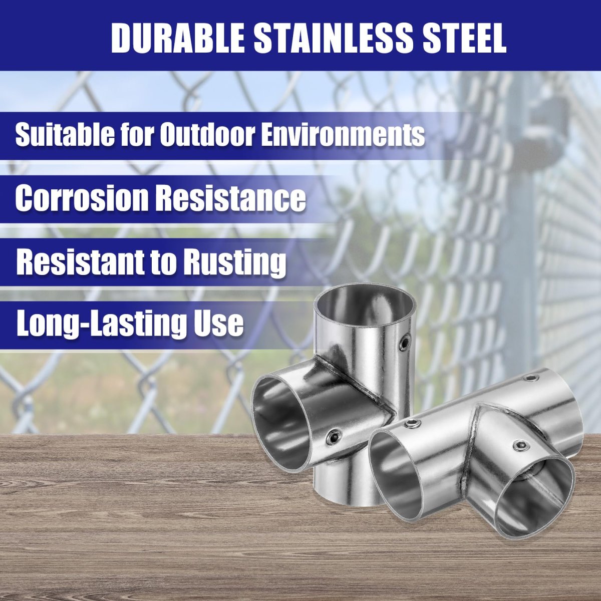 2pcs Tee Structural Pipe Connectors 3 Way End Rails Clamp With Wrench Stainless Steel Corner Fittings For Diy Shelf Garden
