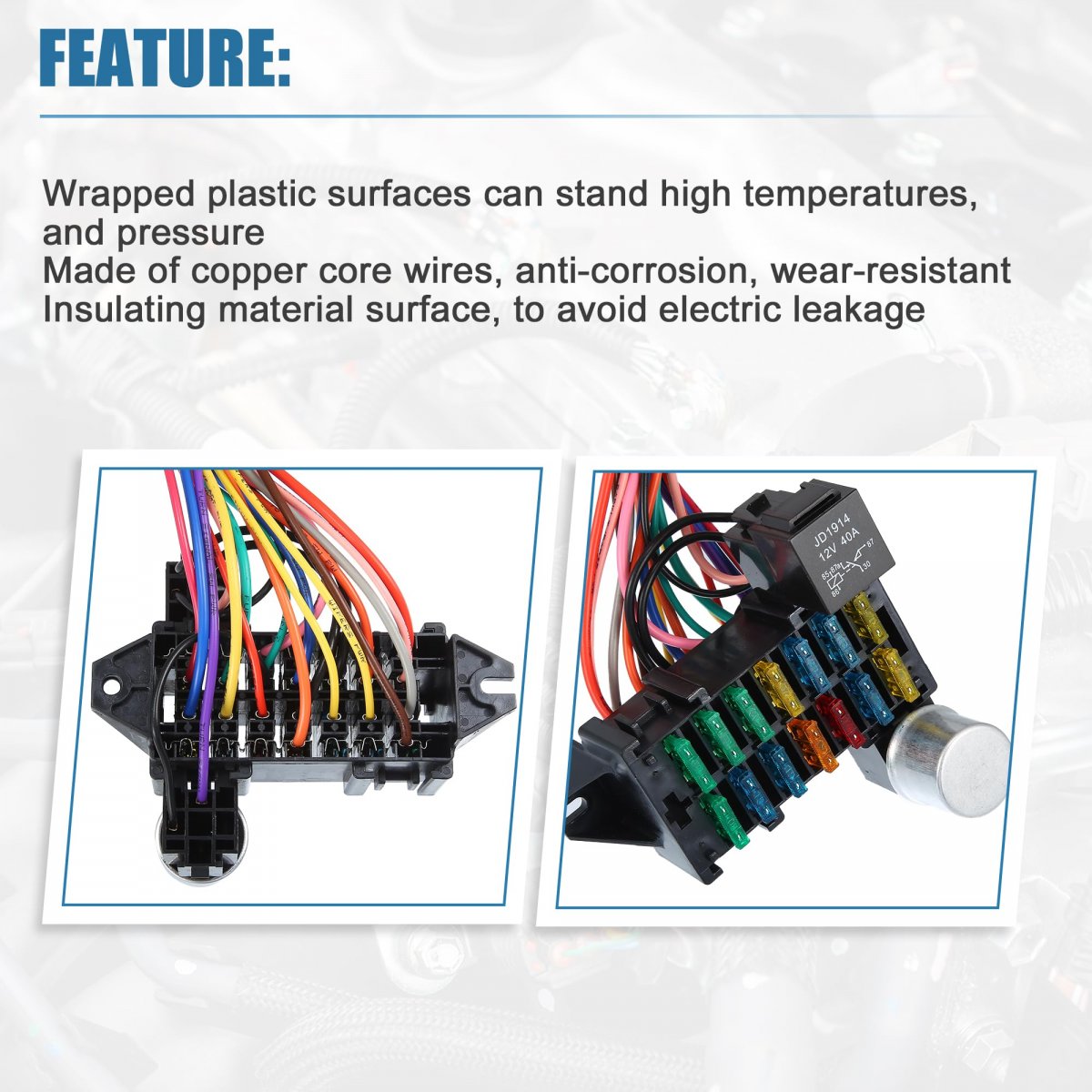 1 Set Universal 14 Circuit Wiring Harness Kit With Fuses For Gmd For Street Car