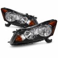 Headlights For 2008 2012 Honda Accord Sedan Black Housing Clear Lens Halogen Type Driver And Passenger Side Pair 