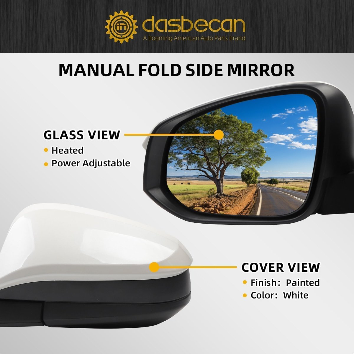 Left Driver Side Mirror White For 2014-2022 Toyota 4runner Heated Power Adjustment Door Assembly 5pins 8794035b60-pfm To1320313