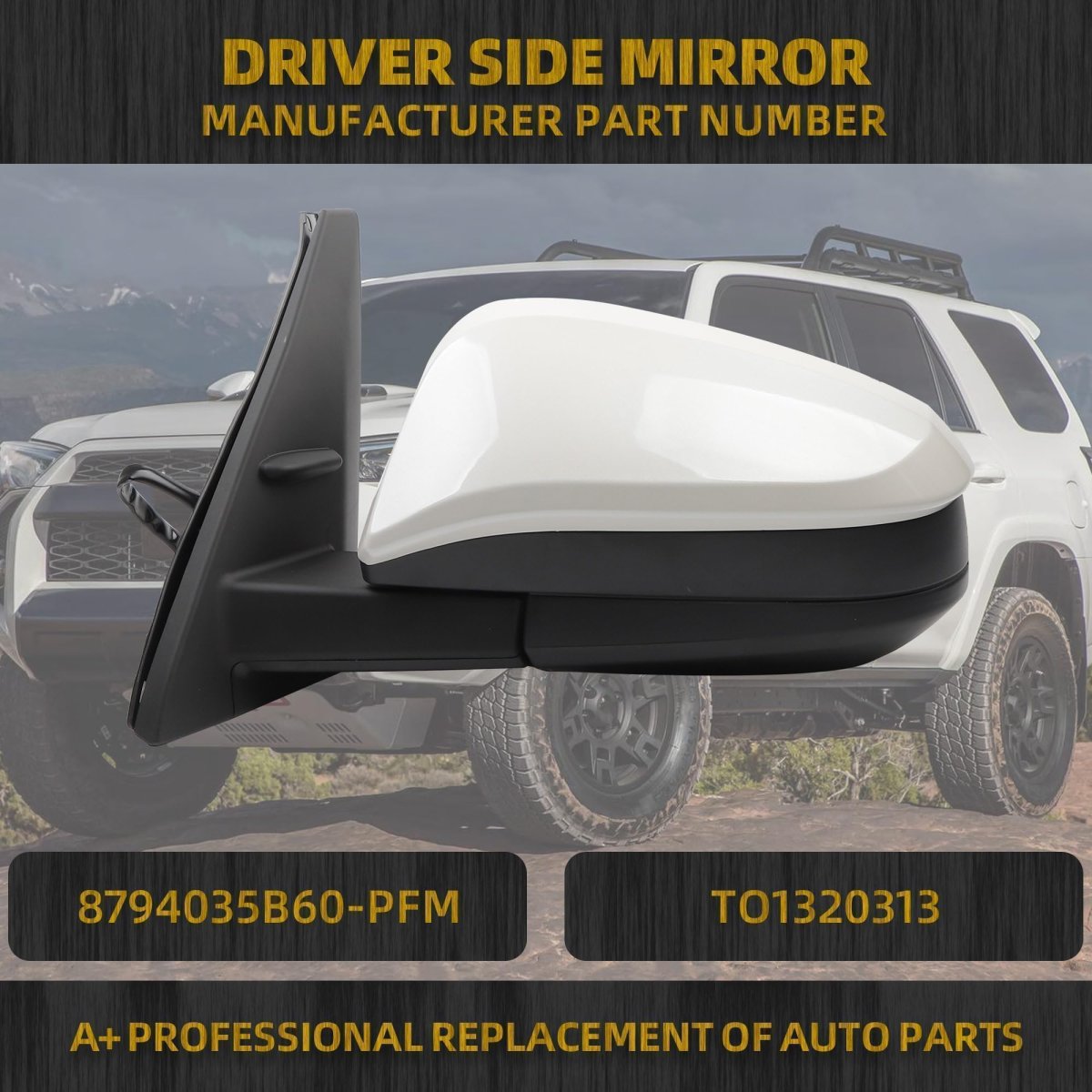 Left Driver Side Mirror White For 2014-2022 Toyota 4runner Heated Power Adjustment Door Assembly 5pins 8794035b60-pfm To1320313