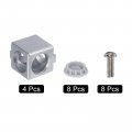 Uxcell 4set 20x20x20mm 2-way Corner Bracket Cube Aluminum Alloy Block For 2020 Series Extrusion Profile With Screws