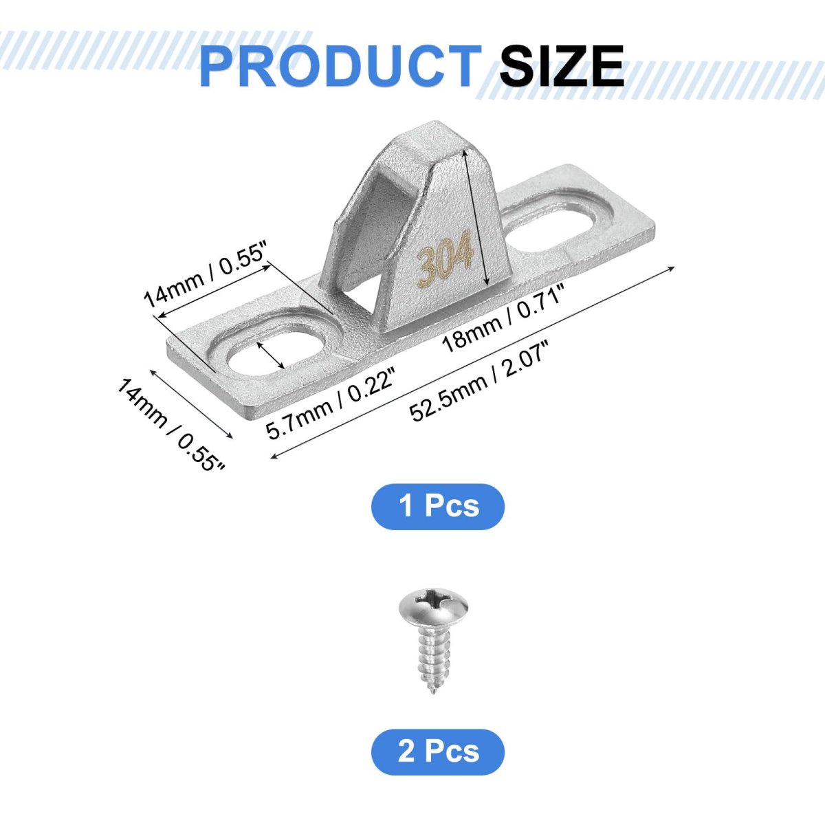Sliding Door Keepers 2 07 X 0 57 304 Stainless Steel Glass Lock Latch With Mounting Screw For Various Patio Silver