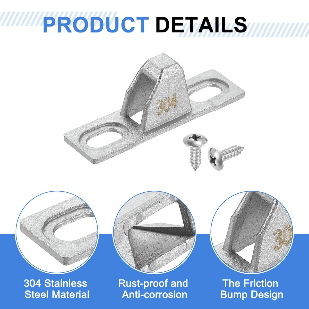 Sliding Door Keepers 2 07 X 0 57 304 Stainless Steel Glass Lock Latch With Mounting Screw For Various Patio Silver