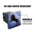 Black Friesian Horse Rearing Up In Storm Tow Trailer Hitch Cover Plug Insert
