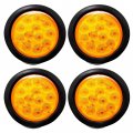 All Star Truck Parts 4 Inch Amber 12 Led Round Stop Turn Tail Trailer Flatbed Rv Camper Bus Light Kit With 3 Wire Pigtail Plug 