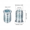 Uxcell 5 16-18 X 20mm Threaded Inserts Nuts 50pcs For Wood Furniture Interface Hex Socket Drive Insert With Wrench