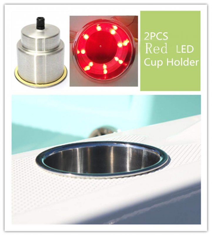 4 Pcs Led Stainless Steel Cup Drink Holder With Drain For Boat Marine Yacht Rv Camper 5 In Red Light