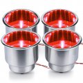 4 Pcs Led Stainless Steel Cup Drink Holder With Drain For Boat Marine Yacht Rv Camper 5 In Red Light 