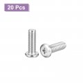 Uxcell M8x25mm Flat Round Head Phillips Screws 20pcs 304 Stainless Steel Drive Machine Full Thread Bright Finish Furniture