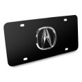 Acura Chrome Metal Logo In 3d On Black Stainless Steel License Plate For Decorative 