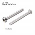 Uxcell M3x30mm Machine Screws Hex Socket Round Head Screw 304 Stainless Steel Fasteners Bolts 20pcs