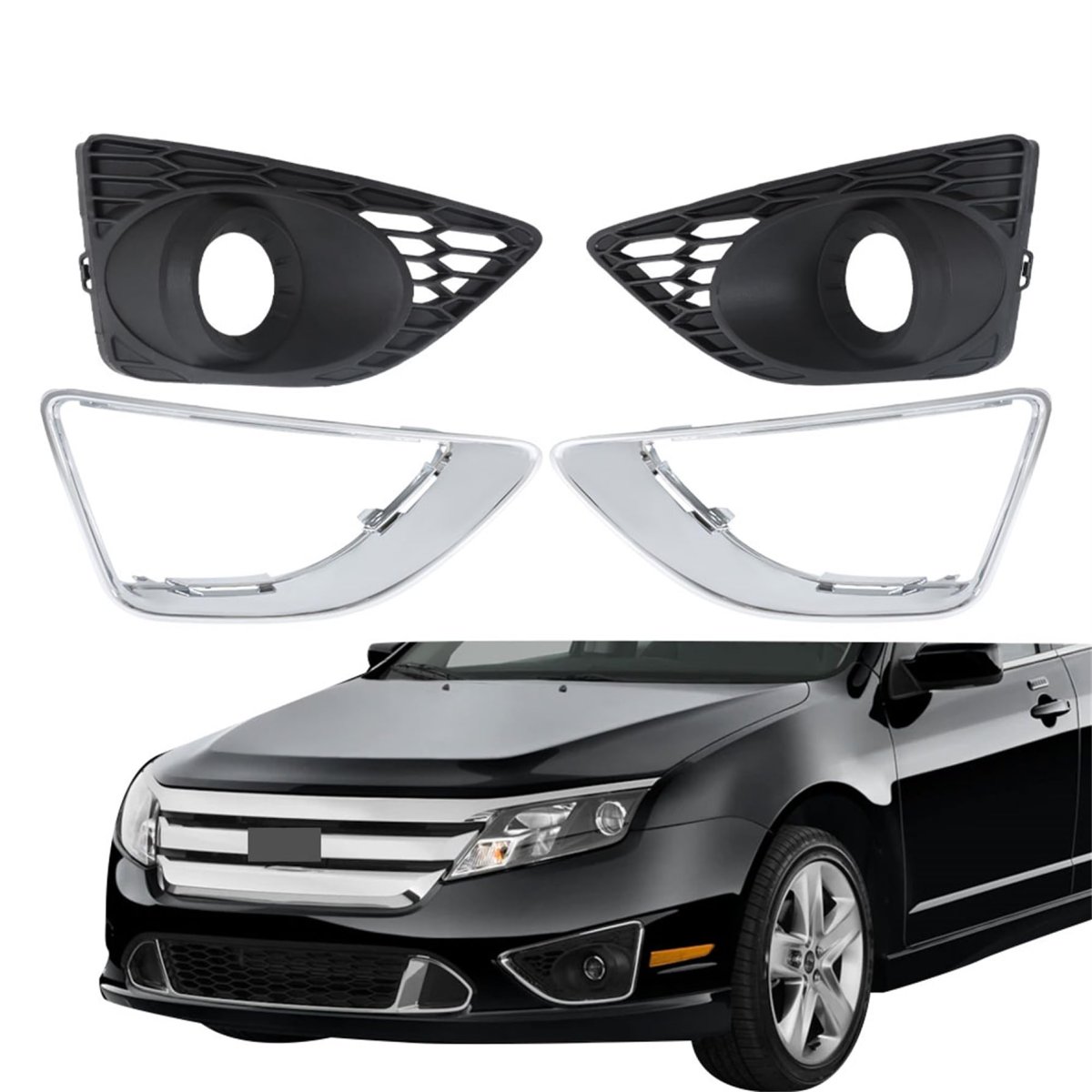 Fog Light Cover And Trim Replacement For 2010-2012 Fusion Driver Left Passenger Right Side Lamp Ae5z17e810ca Ae5z17e811ca
