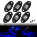 Sunpie 6 Pods Blue Rock Lights 24 Leds Aluminium Metal Underglow Light With 32 8ft Extension Wires Ip67 Waterproof Fender 