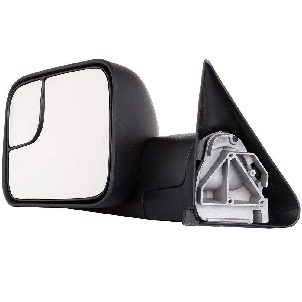 Towing Mirror Driver Side For 1994 To 2002 Dodge Ram 1500 2500 3500 Manual Adjusted And Folding Black Dual Mirrors Lh Front