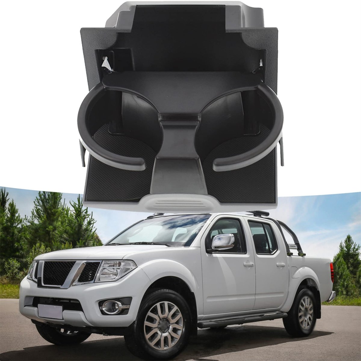 Gray Rear Center Console Cup Holder Box Assembly Replacement For Frontier Pathfinder Xterra 96965-zs00a Plastic Storage