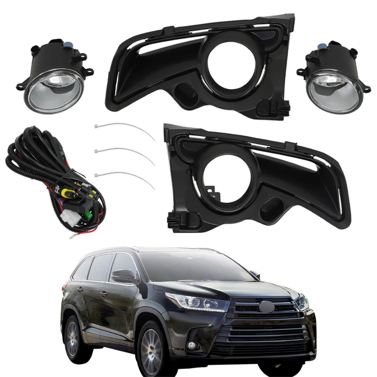 Fog Lights Assembly For 2017 2018 Highlander Right Left Side Driving Lamps 81220 06070 With Bulbs Switch And Wiring Kit