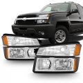 Akkon For Chrome 2002 2003 2004 2005 2006 Chevy Avalanche Body Cladding Model Headlights Bumper Lights Set 