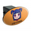 Stop Staring Kawaii Chibi Girl Pigtails Oval Tow Trailer Hitch Cover Plug Insert