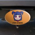 Stop Staring Kawaii Chibi Girl Pigtails Oval Tow Trailer Hitch Cover Plug Insert