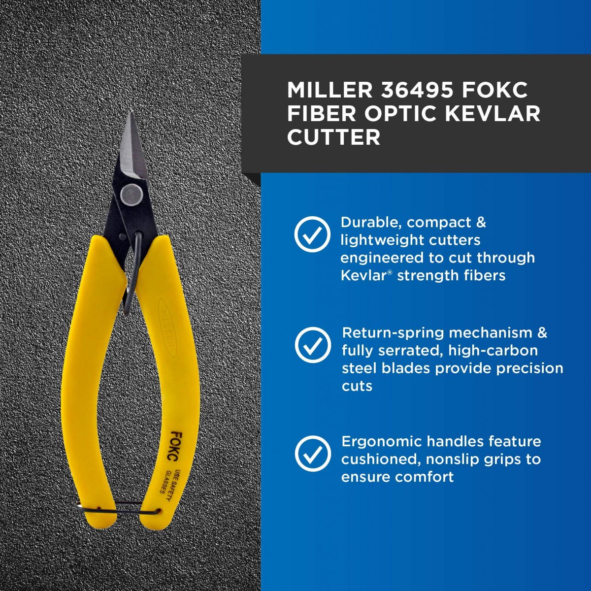 Miller Fokc Fiber Optic Kevlar Cutter Easily Portable Utility Tool For Working Technicians Cable Cutters Right- And Left-handed