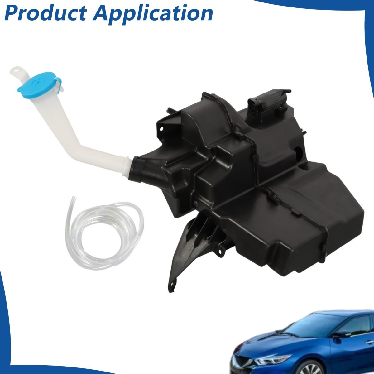 Black Windshield Washer Fluid Reservoir Tank With Pump Without Sensor Replacement For Maxima 2016-2023 Altima 2013-2017