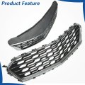 Black With Silvery Molding Frame Front Bumper Grille Upper And Lower Honeycomb 2pcs Replacement For Cruze 2016-2018