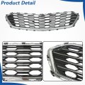 Black With Silvery Molding Frame Front Bumper Grille Upper And Lower Honeycomb 2pcs Replacement For Cruze 2016-2018
