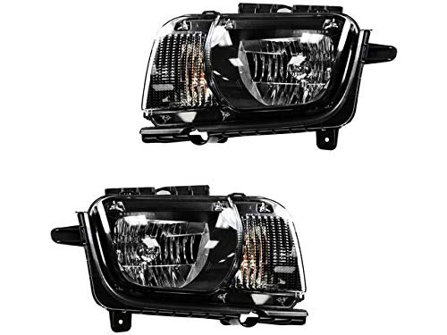 Halogen Headlight Assembly 2 Piece Set For 2010 To 2013 Chevy Camaro Direct Fit Replacement Dot And Sae Compliant Clear Lens