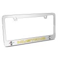 Ford Mustang Outline In Yellow Dual Logos Mirror Chrome Metal License Plate Frame 12 X 6 Universal Fit For Car With Theft