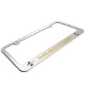Ford Mustang Outline In Yellow Dual Logos Mirror Chrome Metal License Plate Frame 12 X 6 Universal Fit For Car With Theft