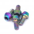 Sorekarain 4 Pcs M4x8mm Rainbow Gr5 Titanium Cone Head Bolts For Bike Rear Derailleur