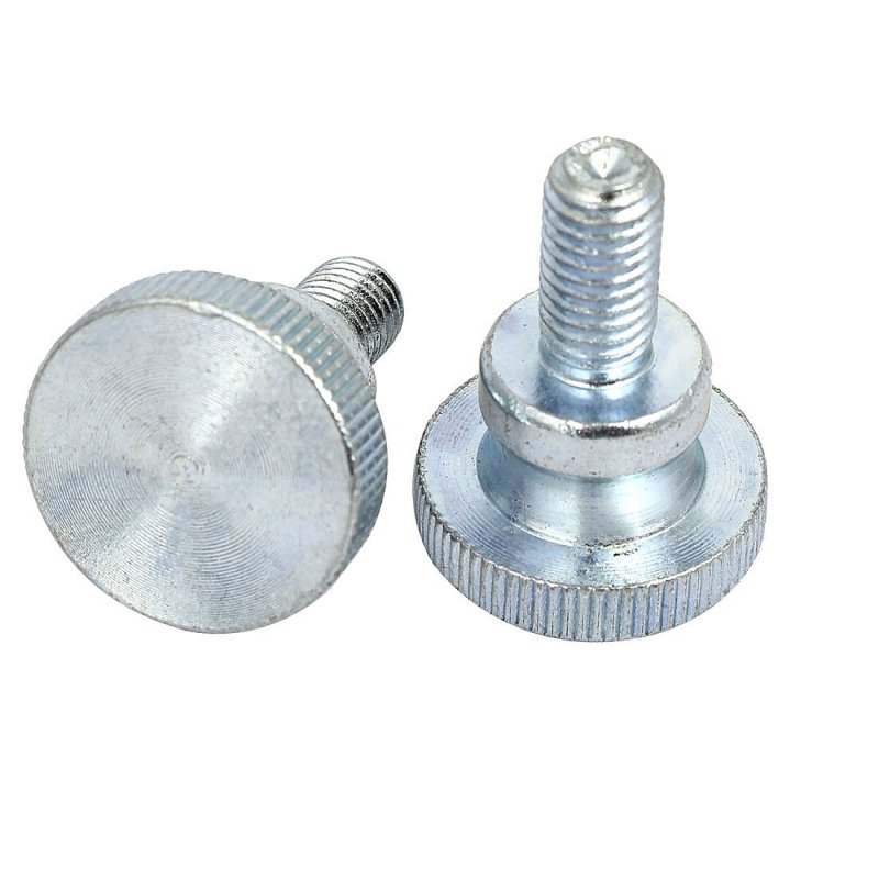 M8x16mm Flat Knurled Head Fully Threaded Thumb Screws Bolts Fastener 2pcs