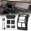 Double Din Dash Bezel Cover For Jeep Wrangler Tj 1997 1998 1999 2000 2001 2002 Black Dashboard Panel Mounting Kit 95-6549 