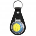Palau Volleyball World Flag Keychain Black Premium Leather Chain With 1 In Round Silver Design And Key Ring 