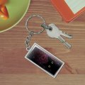 Graphics More Black Cat In Space With Stars And Galaxy Rectangle Keychain Chrome Plated Metal